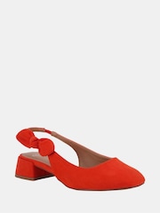 rdeča - Novo Novo Chrome Claudia Standard Fit Bow Low Block Slingbacks - Slika 5 iz 6