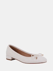 Novo White Wide Fit Cecilia Woven Low Block Ballerinas - Image 3 of 6