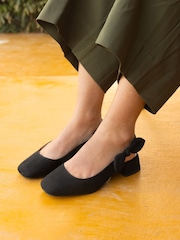Novo Black Wide Fit Claudia Bow Low Block Slingbacks - Image 1 of 6