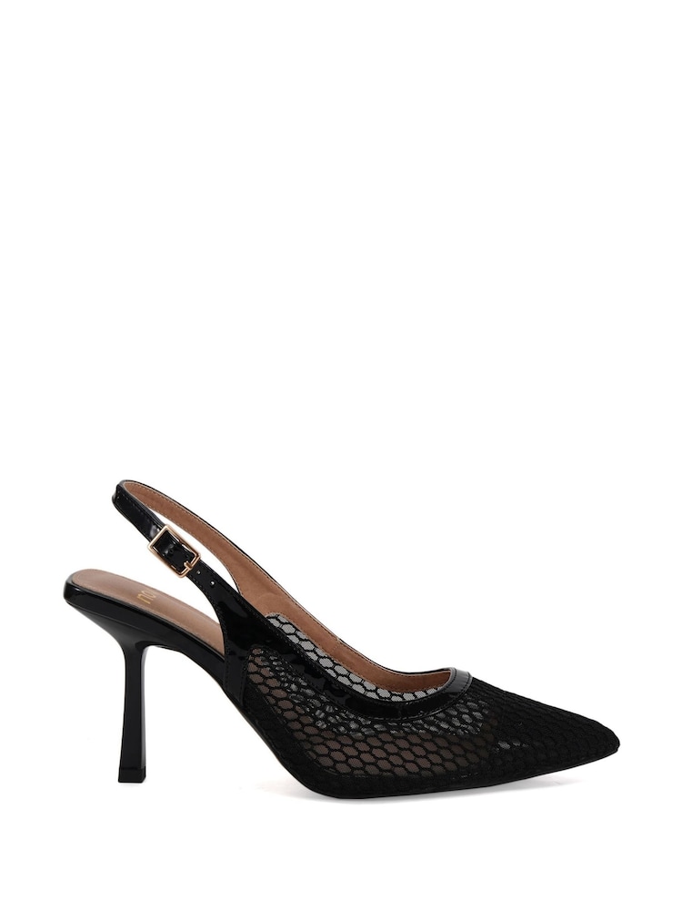 Novo Black Ilona Mesh Point Slingback Courts - Image 2 of 6