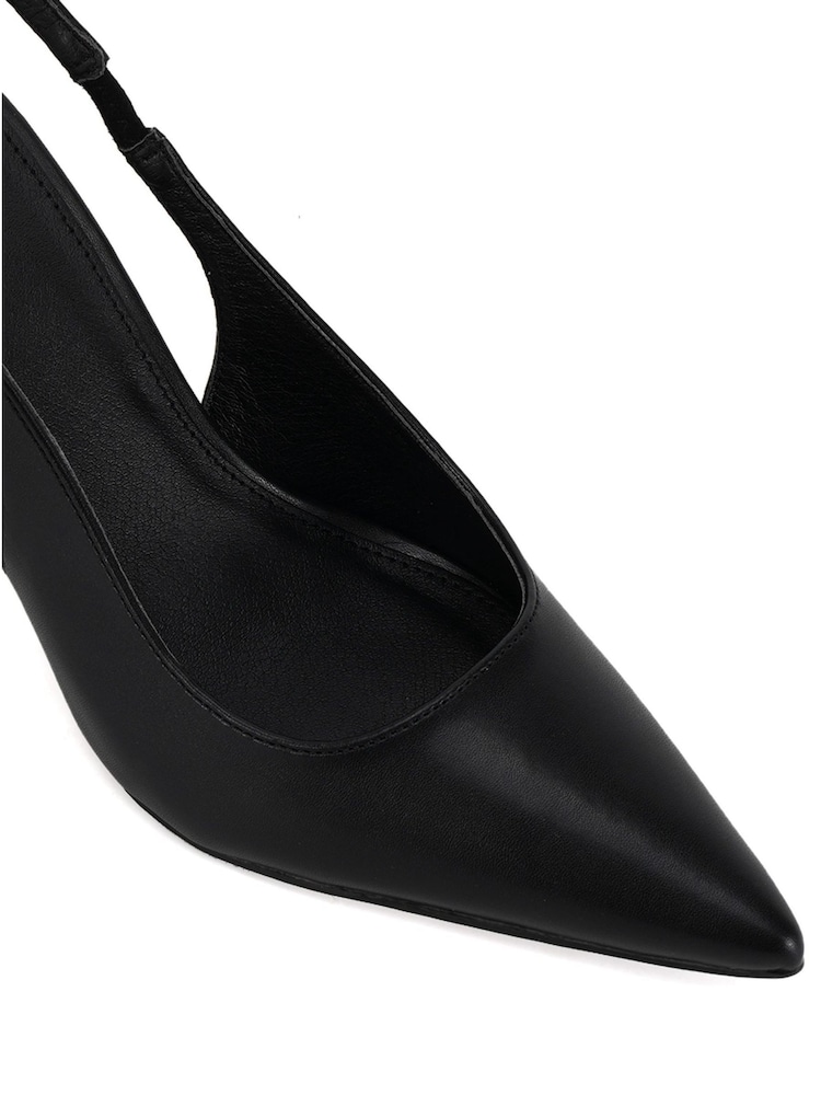 Novo Black Wide Fit Iraya Point Slingback Court Shoes - Image 6 of 6