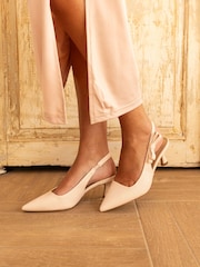 Novo Pink Indi Bow Low Heel Point Slingback Courts - Image 1 of 7