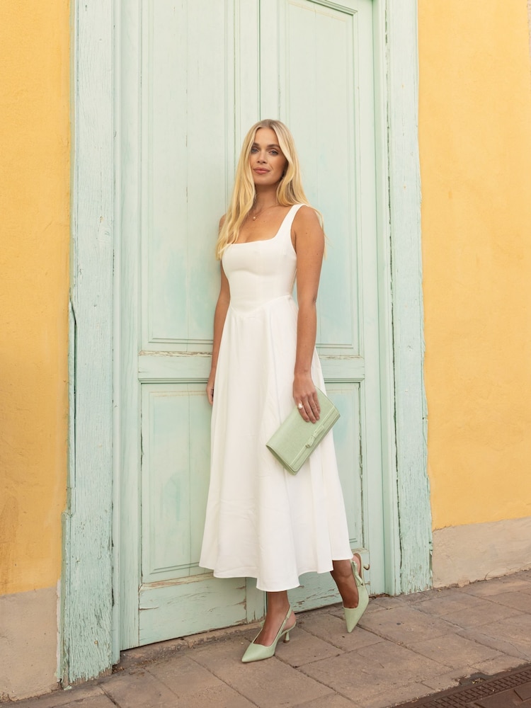 Novo Green Wide Fit Indi Bow Low Heel Point Slingback Courts - Image 2 of 7