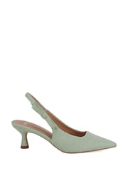 Novo Green Wide Fit Indi Bow Low Heel Point Slingback Courts - Image 3 of 7