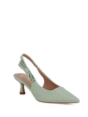 Novo Green Wide Fit Indi Bow Low Heel Point Slingback Courts - Image 4 of 7