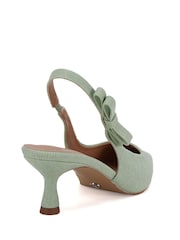 Novo Green Wide Fit Indi Bow Low Heel Point Slingback Courts - Image 5 of 7