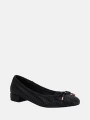 Novo Black Wide Fit Cecilia Woven Low Block Ballerinas - Image 3 of 6