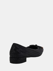 Novo Black Wide Fit Cecilia Woven Low Block Ballerinas - Image 4 of 6