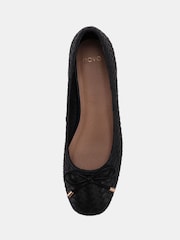 Novo Black Wide Fit Cecilia Woven Low Block Ballerinas - Image 5 of 6