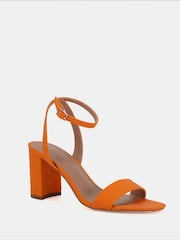 Novo Orange Wide Fit Martinez Block Heel Sandals - Image 3 of 6