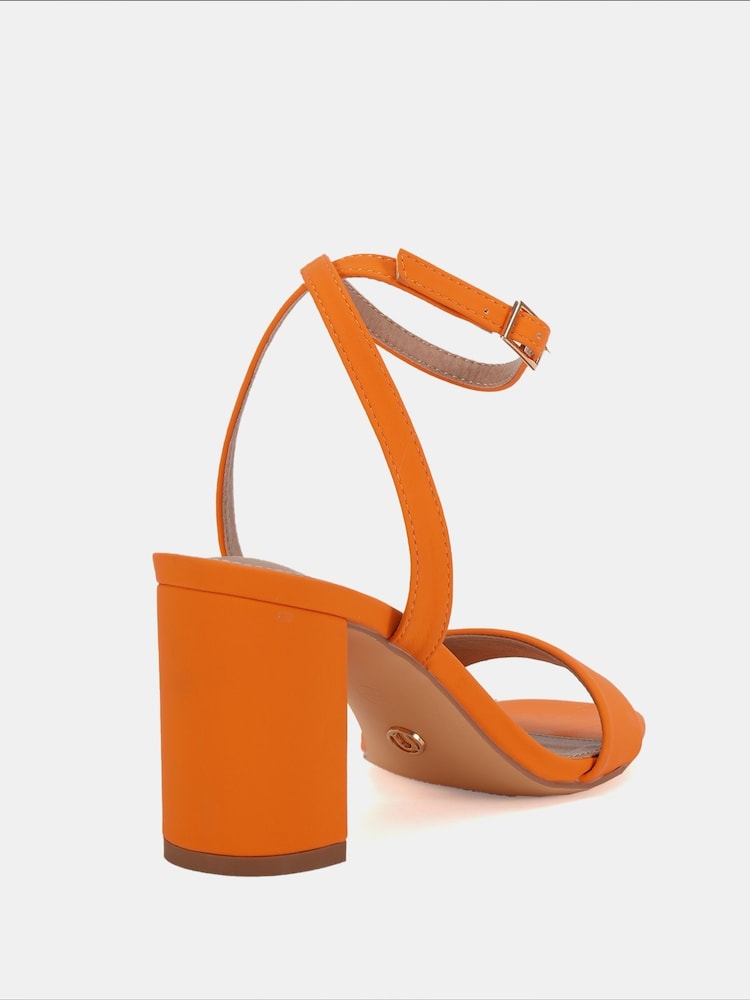 Orange - Sandales Martinez grand format à talons carrés Novo - Image 4 of 6