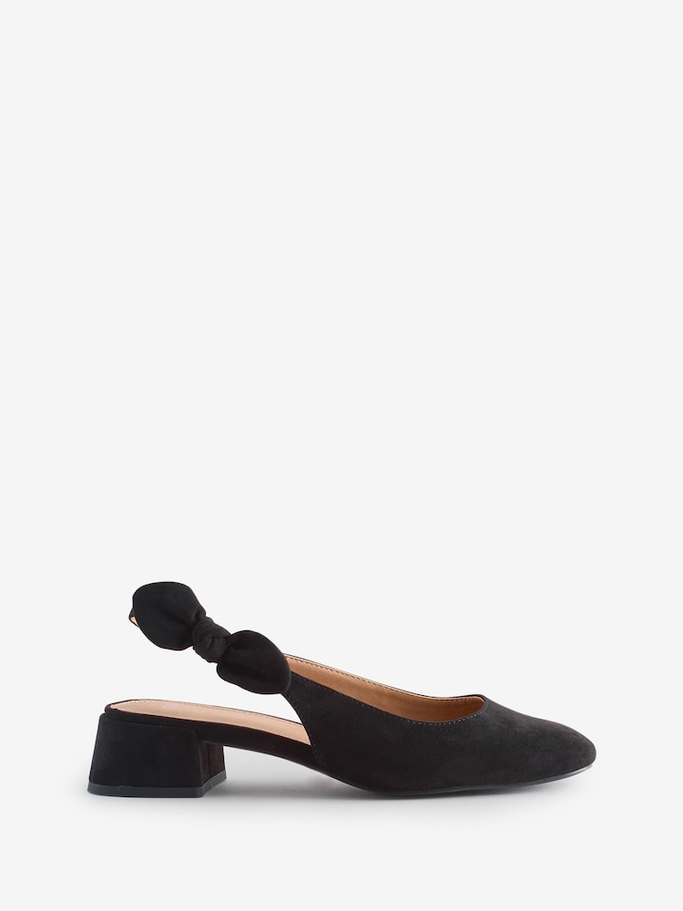 Črna Chrome - Novo Novo Chrome Claudia Standard Fit Bow Low Block Slingbacks - Slika 2 iz 7