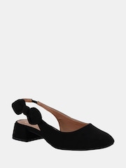 Črna Chrome - Novo Novo Chrome Claudia Standard Fit Bow Low Block Slingbacks - Slika 3 iz 7