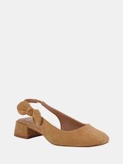 Novo Natural Wide Fit Claudia Bow Low Block Slingbacks - Image 3 of 6