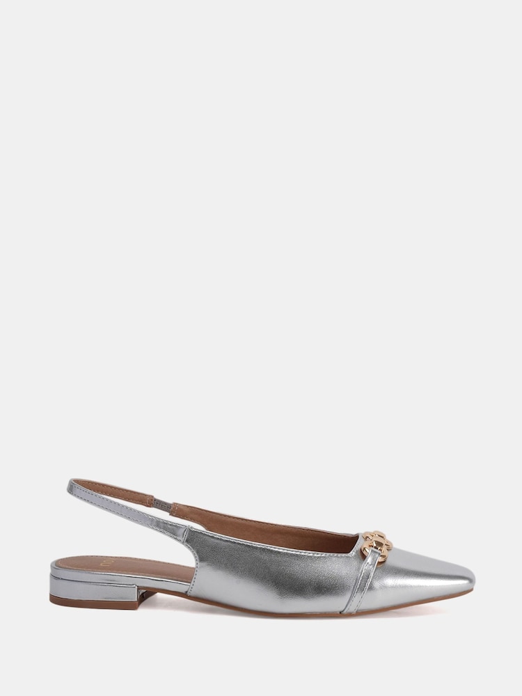 Novo Silver Colish Hardware Slingback Flats - Image 2 of 6