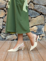 Novo Natural Wide Fit Indi Bow Low Heel Point Slingback Courts - Image 1 of 7