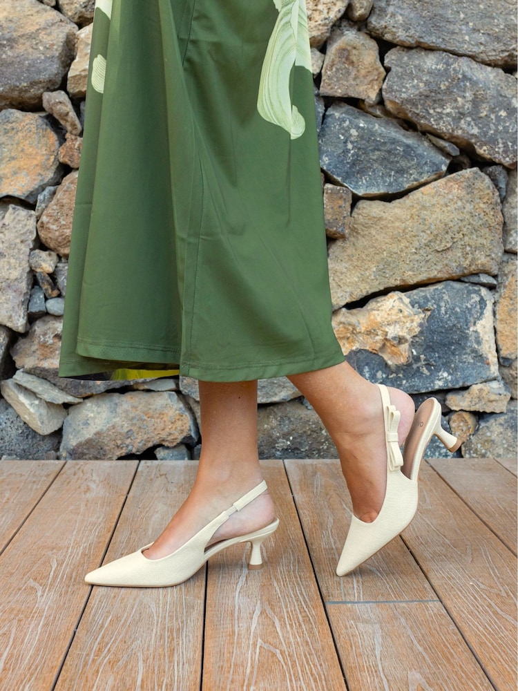 Novo Natural Wide Fit Indi Bow Low Heel Point Slingback Courts - Image 1 of 7