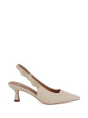 Novo Natural Wide Fit Indi Bow Low Heel Point Slingback Courts - Image 3 of 7