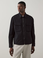 HUGO Black Zip Through Shirt - Image 1 of 4