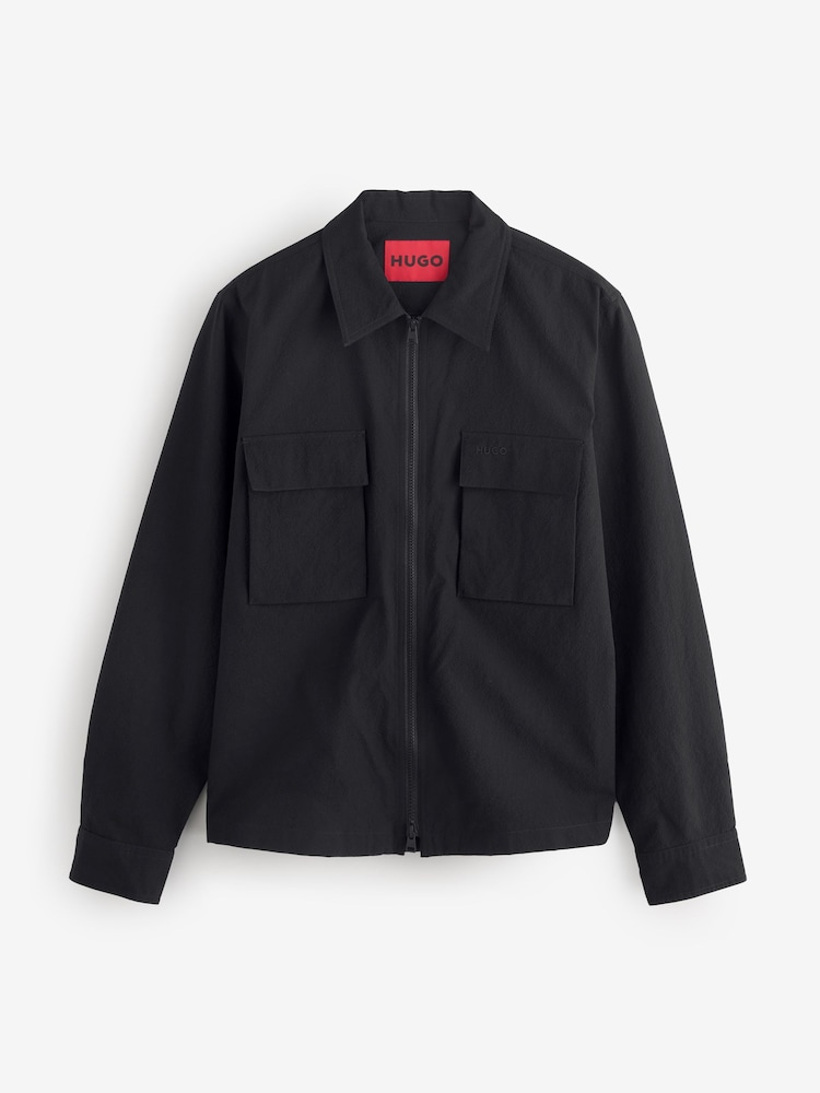 HUGO Black Zip Through Shirt - Image 4 of 4