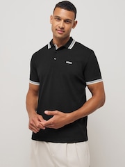 BOSS Black Regular Fit Paddy Tipped Collar 100% Cotton Polo Shirt - Image 1 of 5