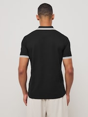 BOSS Black Regular Fit Paddy Tipped Collar 100% Cotton Polo Shirt - Image 2 of 5