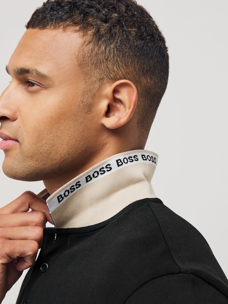 BOSS Black Regular Fit Paddy Tipped Collar Polo Shirt - Image 4 of 5