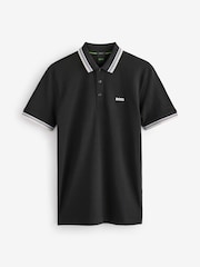 BOSS Black Regular Fit Paddy Tipped Collar 100% Cotton Polo Shirt - Image 5 of 5
