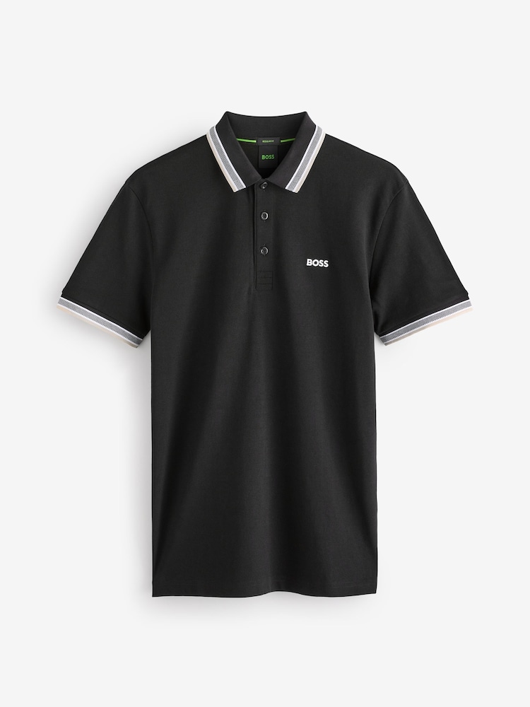 BOSS Black Regular Fit Paddy Tipped Collar 100% Cotton Polo Shirt - Image 5 of 5
