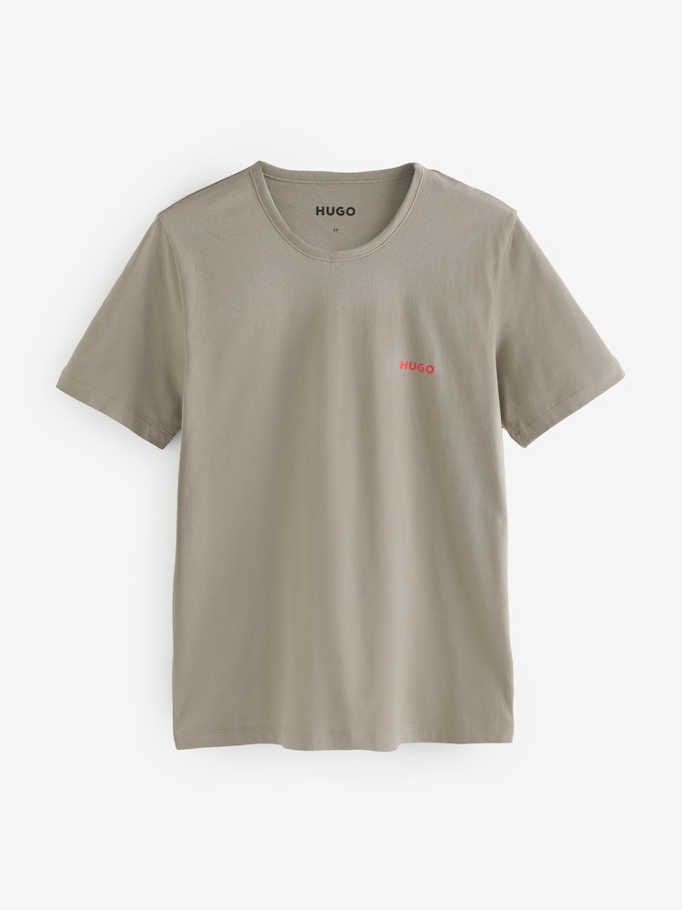 HUGO Beige/Green/Black 100% Cotton T-Shirts 3 Pack - Image 3 of 4