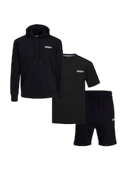 JACK & JONES Black Hoodie Sweat T-Shirt And Shorts Co Ord Set - Image 1 of 4