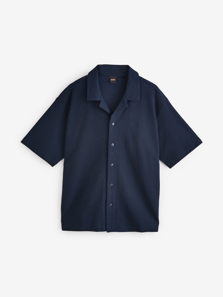 BOSS Blue Relaxed Fit 100% Cotton Logo Shirt - Image 5 of 5