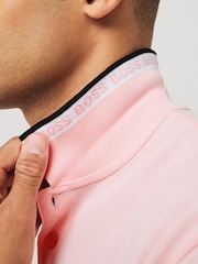BOSS Pink Regular Fit Paddy Tipped Collar 100% Cotton Polo Shirt - Image 4 of 5