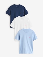 HUGO Blue/White/Navy 100% Cotton T-Shirts 3 Pack - Image 1 of 4