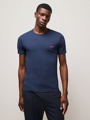 HUGO Blue/White/Navy 100% Cotton T-Shirts 3 Pack - Image 3 of 4