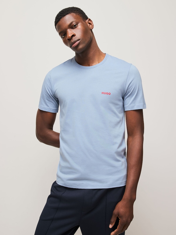 HUGO Blue/White/Navy 100% Cotton T-Shirts 3 Pack - Image 4 of 4