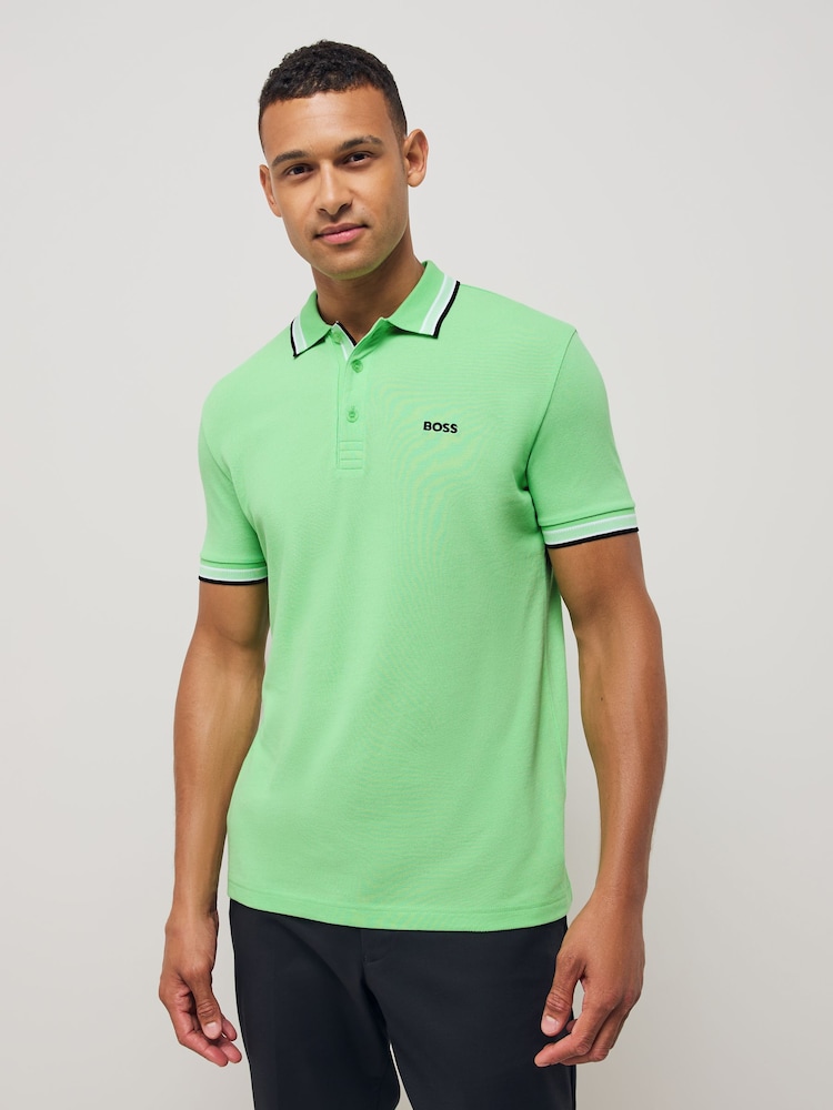 BOSS Green Regular Fit Paddy Tipped Collar Polo Shirt - Image 1 of 5