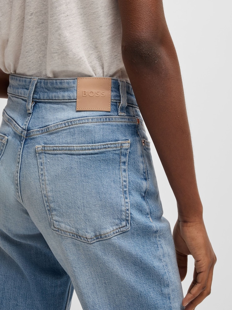 BOSS Blue Light Wash Kick Flare Stretch Denim Jeans - Image 4 of 5