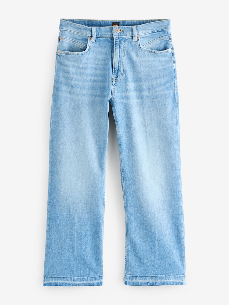 BOSS Blue Light Wash Kick Flare Stretch Denim Jeans - Image 5 of 5