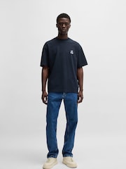 Azul - BOSS Relaxed Fit Logo T-Shirt - Imagen 3 de 6