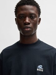 Azul - BOSS Relaxed Fit Logo T-Shirt - Imagen 4 de 6