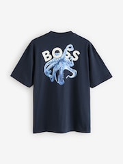 Azul - BOSS Relaxed Fit Logo T-Shirt - Imagen 6 de 6