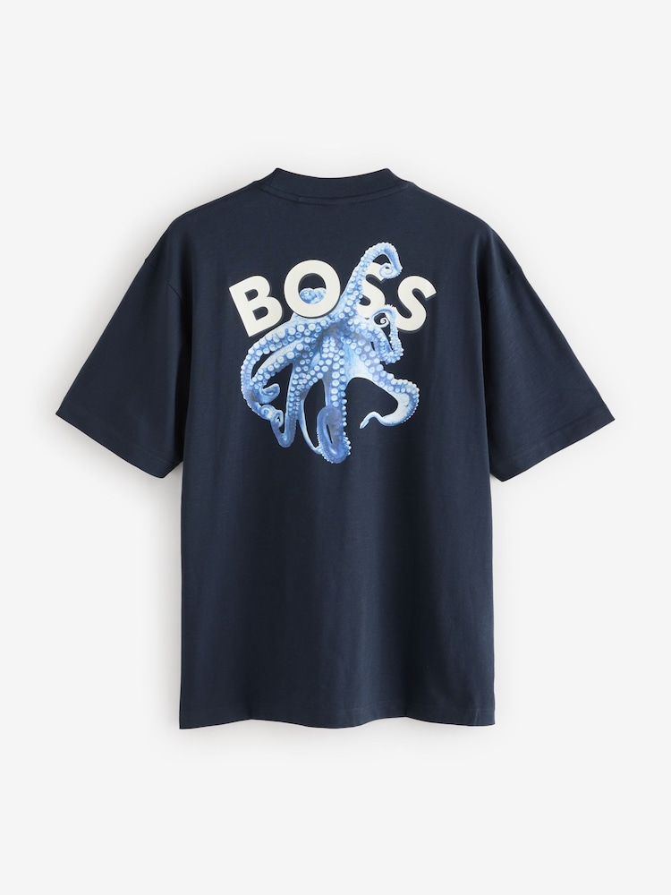 Azul - BOSS Relaxed Fit Logo T-Shirt - Imagen 6 de 6