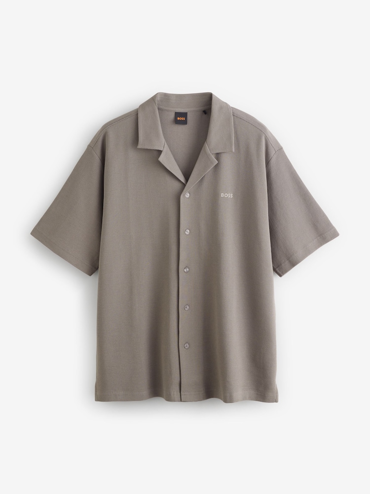BOSS Brown Relaxed Fit 100% Cotton Logo Shirt - Image 1 of 1