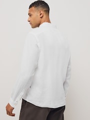 BOSS White Regular Fit Liam 100% Linen Shirt - Image 2 of 5