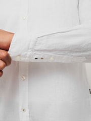 BOSS White Regular Fit Liam 100% Linen Shirt - Image 4 of 5