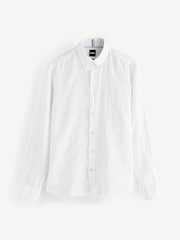 BOSS White Regular Fit Liam 100% Linen Shirt - Image 5 of 5