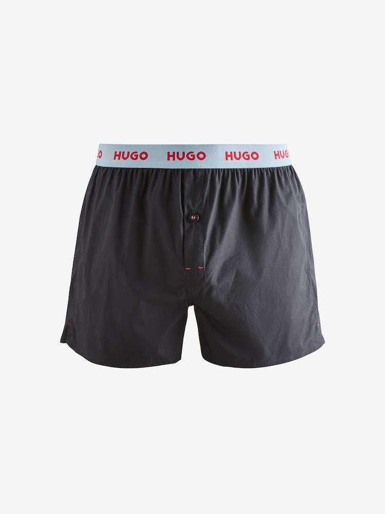 HUGO Blue 100% Cotton Boxers 3 Pack - Image 2 of 5
