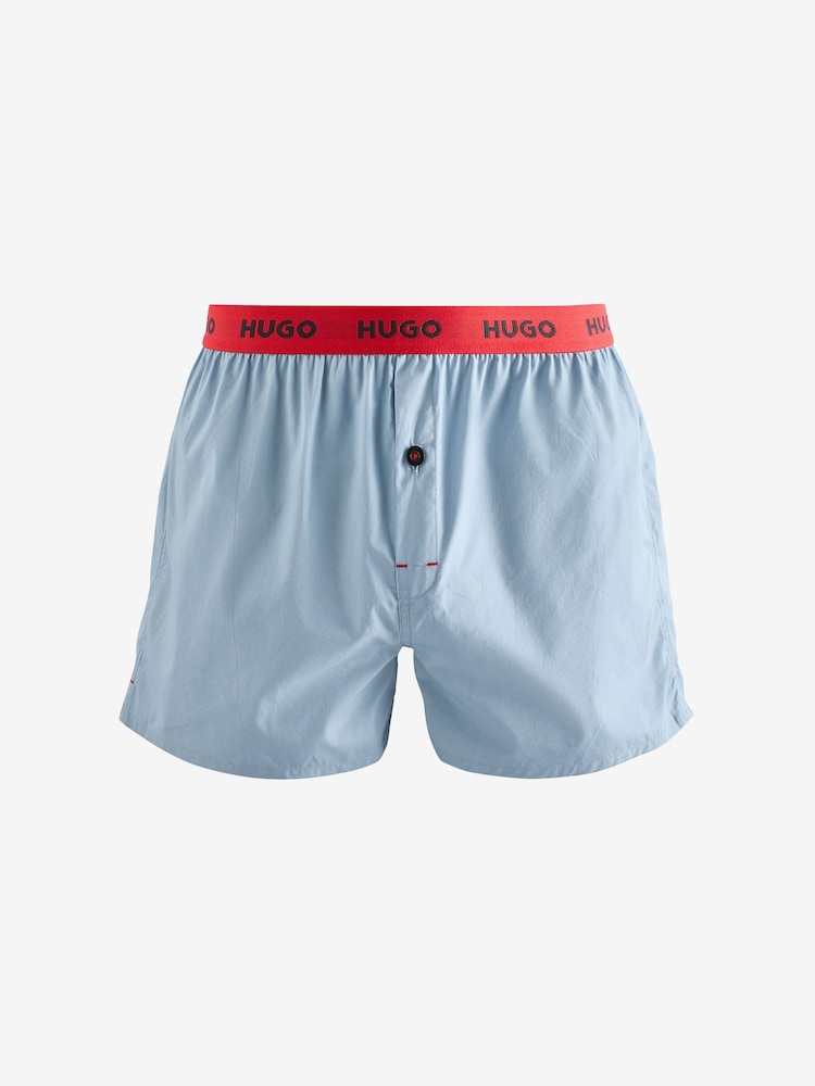 HUGO Blue 100% Cotton Boxers 3 Pack - Image 4 of 5