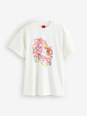 HUGO Natural Oversized Lipstick Graphic Print Jersey 100% Cotton T-Shirt - Image 1 of 1